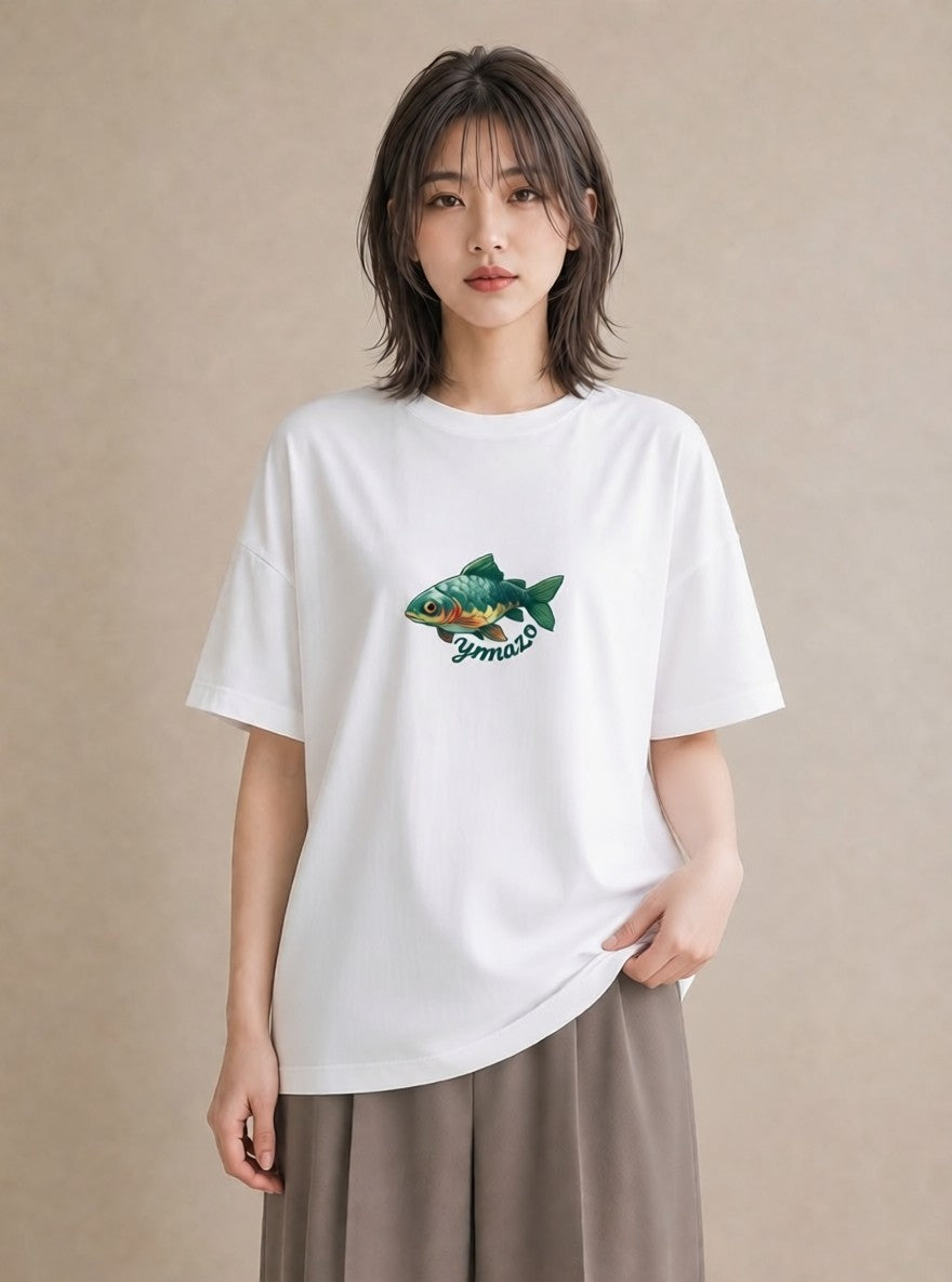 Tシャツ レディース メダカ ペット 動物 イラスト シック お出かけ 普段着 白T YMAZO