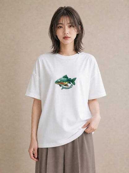 Tシャツ レディース メダカ ペット 動物 イラスト シック お出かけ 普段着 白T YMAZO