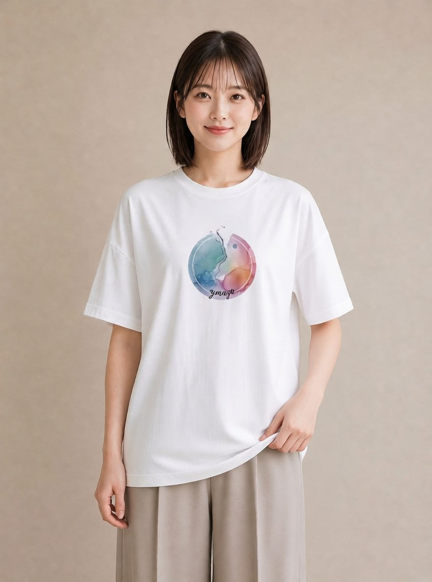 Tシャツ レディース 天秤座 星空 宇宙 イラスト アート風 公園 ママ 白T YMAZO