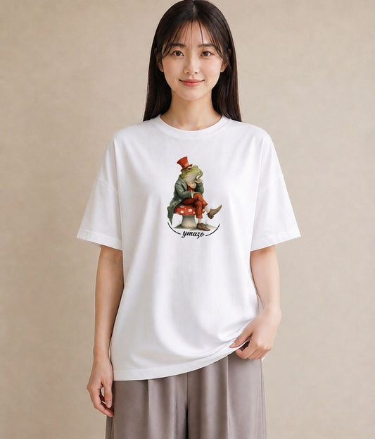 プリントTシャツ レディース カエル ペット 動物 イラスト 上品 部屋着 女性向けギフト 白T YMAZO