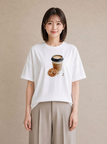 プリントTシャツ レディース エスプレッソ 食べ物 フード イラスト ゆるコーデ おしゃれギフト 社会人 白T YMAZO