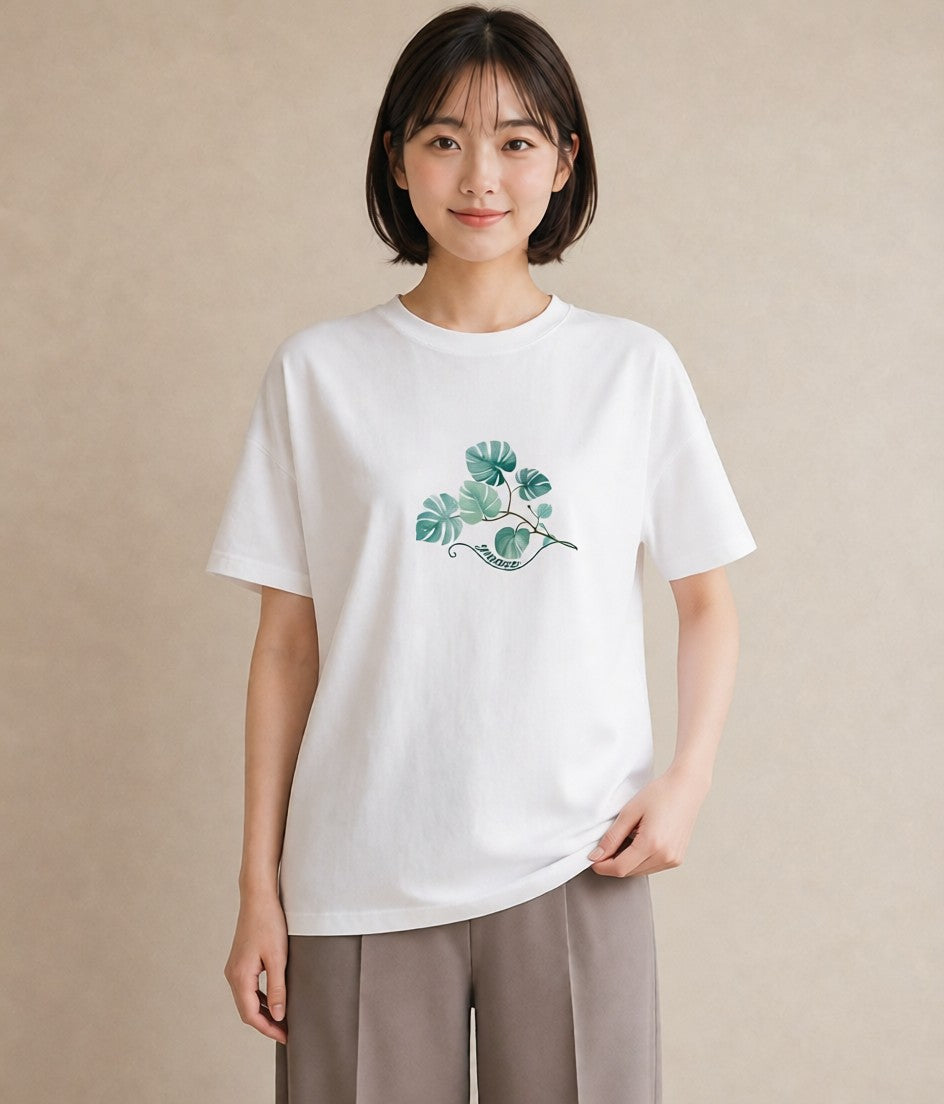グラフィックTシャツ レディース ボタニカル 植物 イラスト ヴィンテージ風 部屋着 女性向けギフト 白T YMAZO