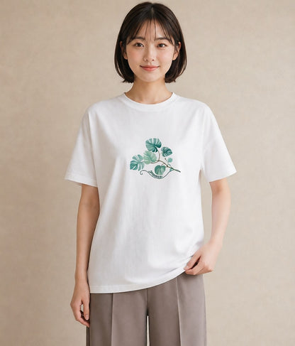 グラフィックTシャツ レディース ボタニカル 植物 イラスト ヴィンテージ風 部屋着 女性向けギフト 白T YMAZO