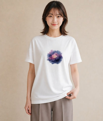 プリントTシャツ レディース 水瓶座 星空 宇宙 イラスト モード 20代 カジュアルコーデ 白T YMAZO
