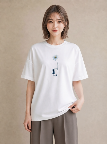 デザインTシャツ レディース マーガレット 花 花柄 イラスト ナチュラル 女子会 お揃い 白T