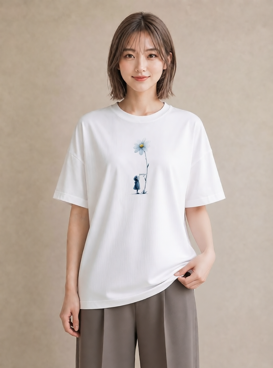 デザインTシャツ レディース マーガレット 花 花柄 イラスト ナチュラル 女子会 お揃い 白T YMAZO