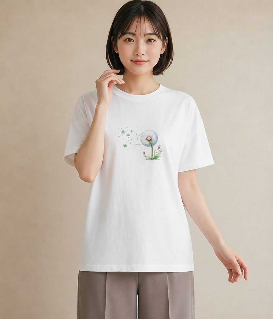 プリントTシャツ レディース たんぽぽ 花 花柄 イラスト ポップ 春コーデ 姉妹 白T