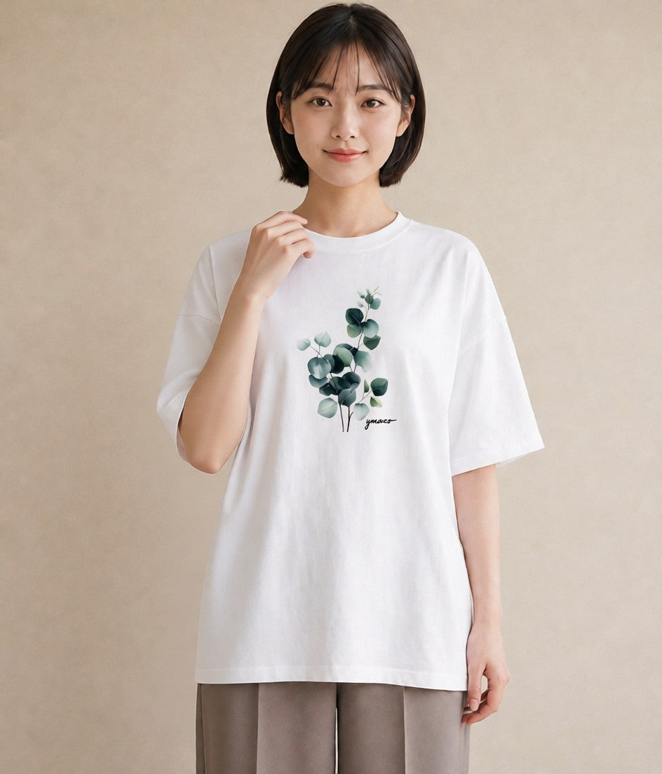 デザインTシャツ レディース 夕暮れ バルコニー 夕焼け ナチュラル アンティーク イラスト ミニマル 帰省 ラフ 白T YMAZO