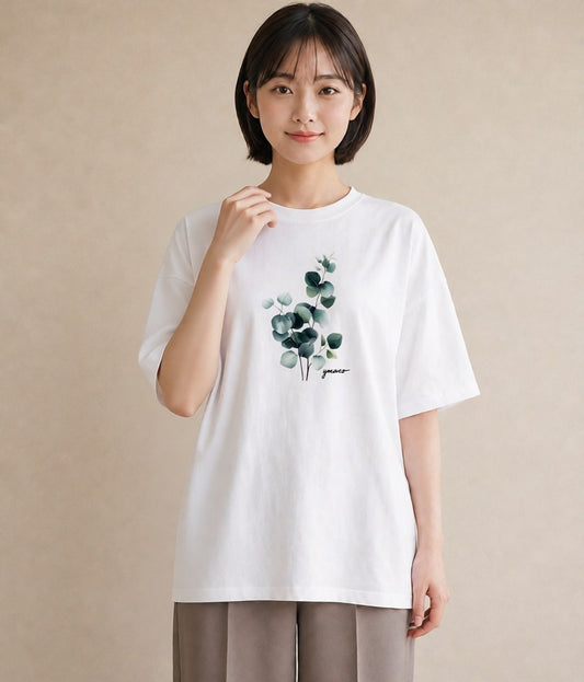 デザインTシャツ レディース 夕暮れ バルコニー 夕焼け ナチュラル アンティーク イラスト ミニマル 帰省 ラフ 白T
