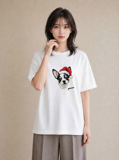 グラフィックTシャツ レディース チワワ 犬 いぬ イラスト ニュアンス 週末コーデ 敬老の日 白T YMAZO