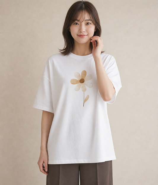 グラフィックTシャツ レディース カスミソウ かすみ草 花 花柄 イラスト 個性的 ホワイトデー 春服 白T YMAZO