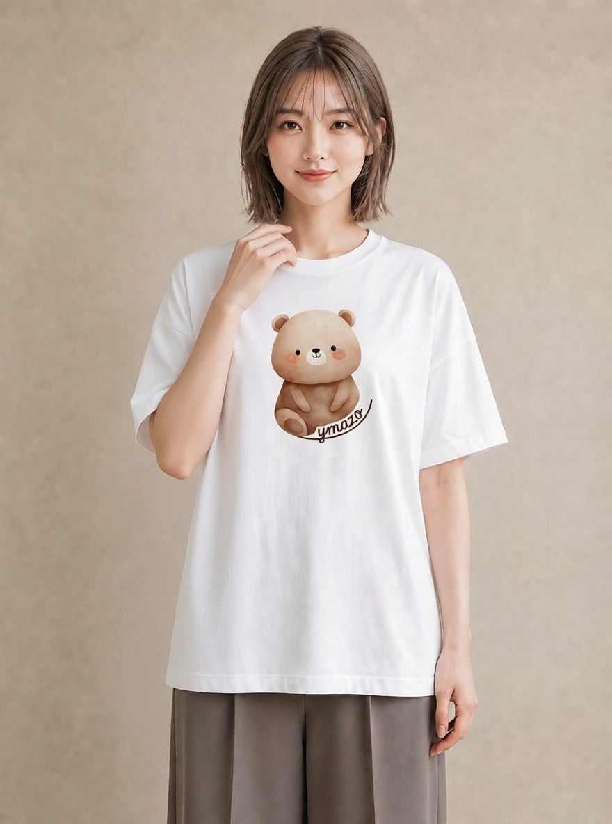 プリントTシャツ レディース しろくま 白くま 動物 アニマル イラスト カフェコーデ お揃い 親子 白T YMAZO