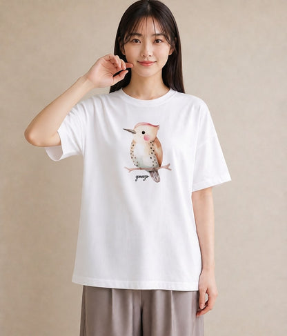 半袖Tシャツ レディース インコ ペット 動物 イラスト 抜け感 ミセス 春コーデ 白T YMAZO