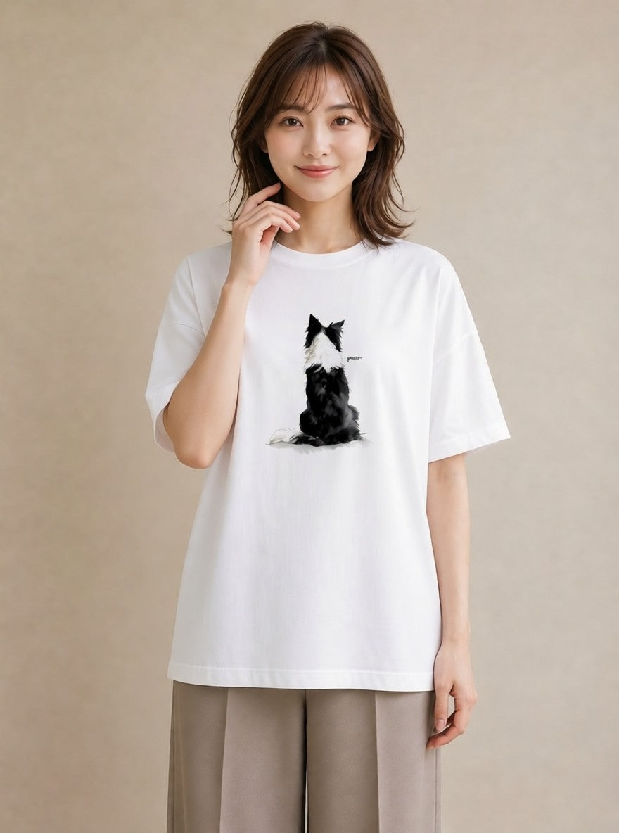 デザインTシャツ レディース 愛犬 犬 いぬ イラスト ナチュラル 旅行用 海 白T YMAZO