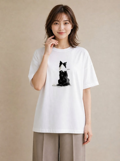 デザインTシャツ レディース 愛犬 犬 いぬ イラスト ナチュラル 旅行用 海 白T YMAZO