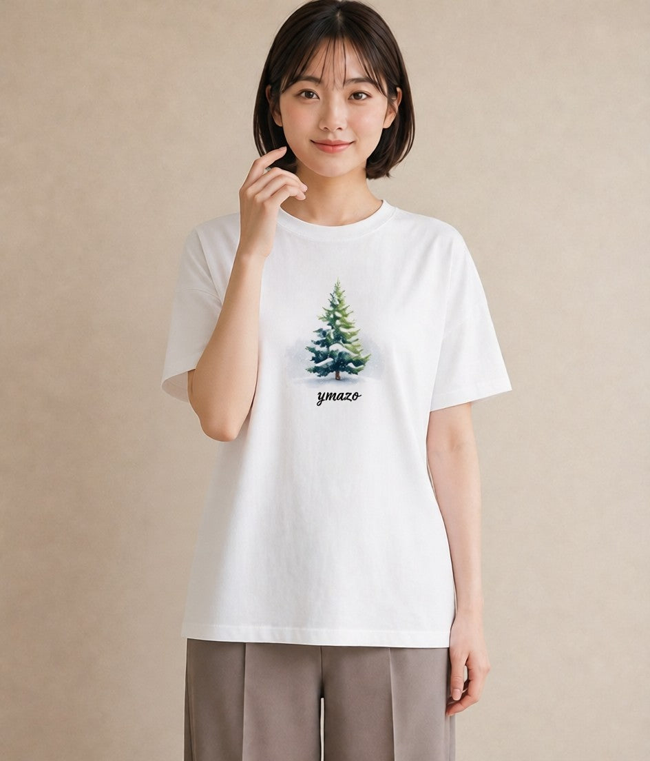 グラフィックTシャツ レディース 雪 星空 宇宙 イラスト ヴィンテージ風 秋コーデ おしゃれギフト 白T YMAZO