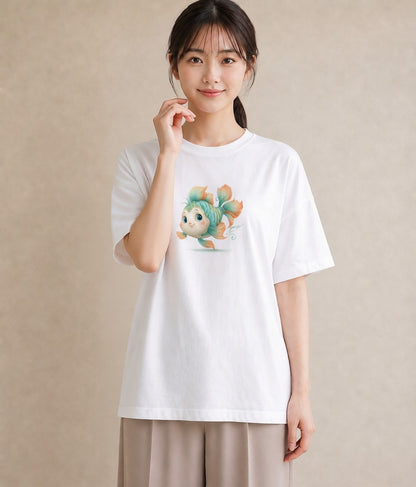半袖Tシャツ レディース カクレクマノミ 海の生き物 海 イラスト こなれ感 ママ カフェ服 白T YMAZO