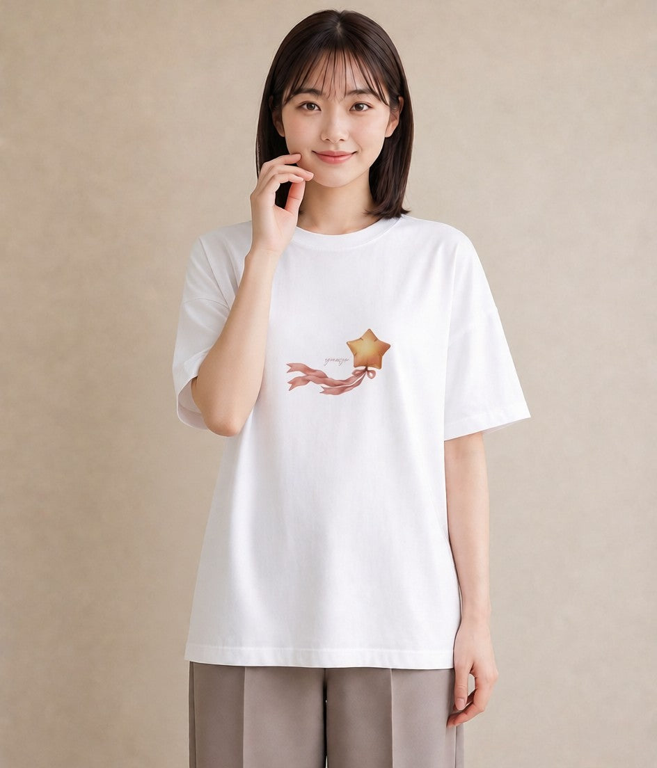 Tシャツ レディース 流れ星 星空 宇宙 イラスト ゆるかわ お揃い 親子 白T YMAZO