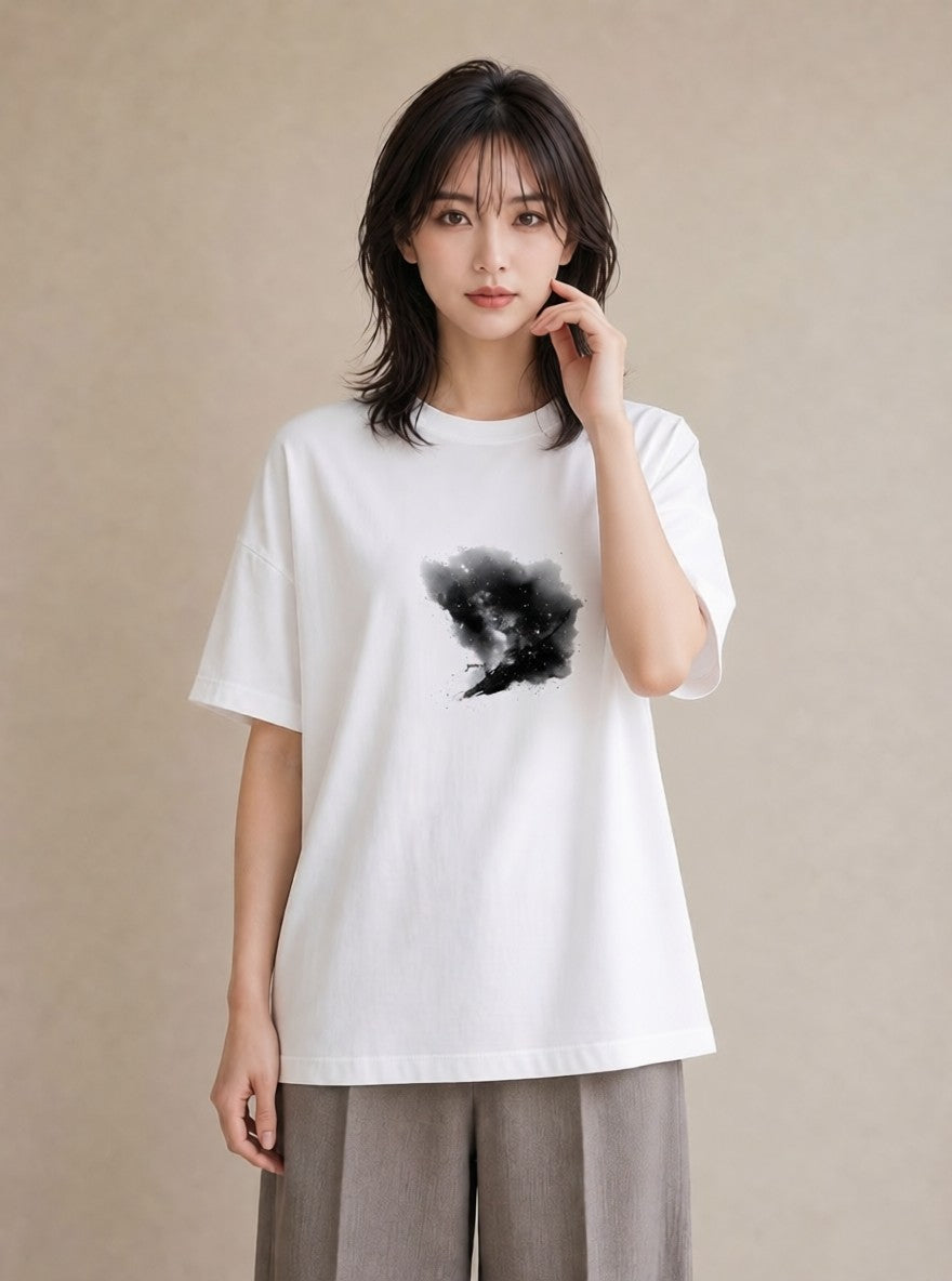 Tシャツ レディース 双子座 星空 宇宙 イラスト ポップ ママ カフェ服 白T YMAZO