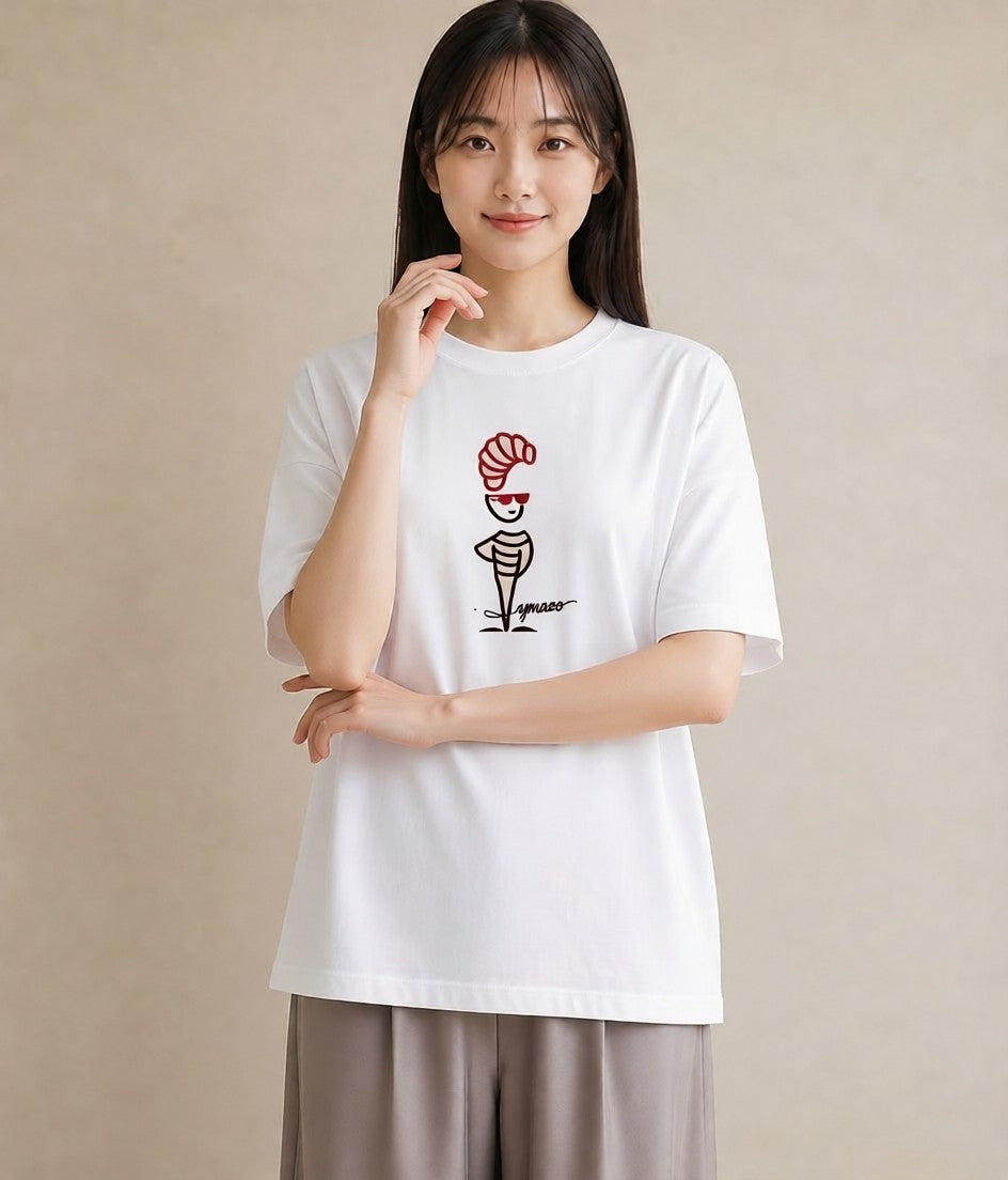 Tシャツ レディース パン ベーカリー イラスト モード 旅行用 海 白T YMAZO