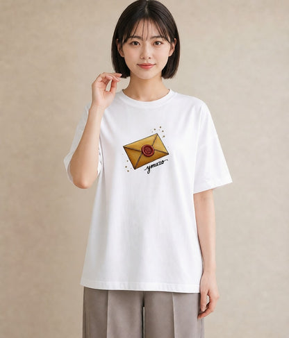 Tシャツ レディース 封蝋 手紙 アンティーク ナチュラル イラスト ギフト 母の日 白T YMAZO