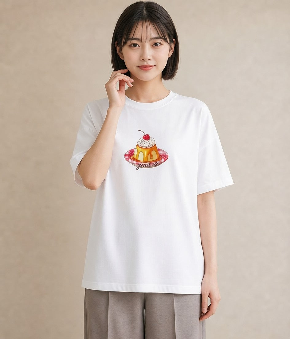 プリントTシャツ レディース マフィン 食べ物 フード イラスト 上品 海 カフェ巡り 白T YMAZO