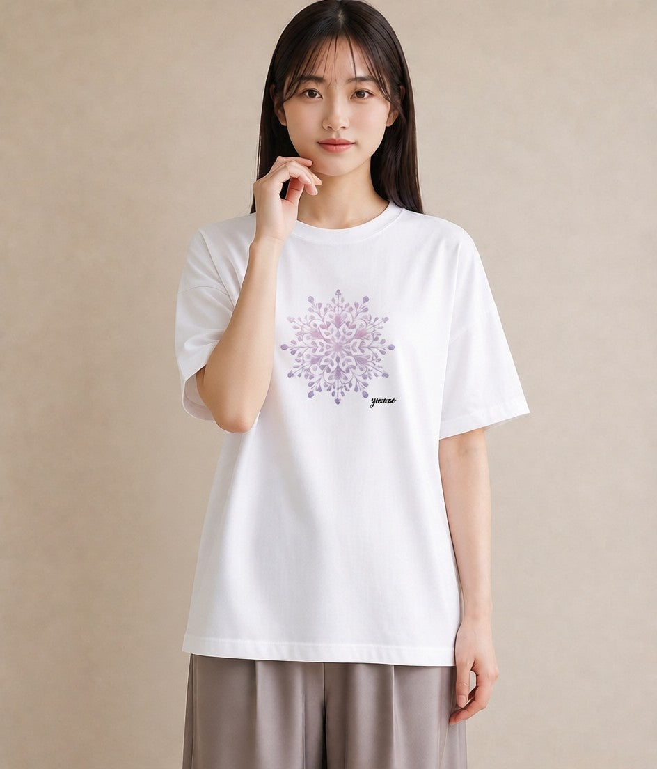 Tシャツ レディース レースハンカチ レース ハンカチ ナチュラル アンティーク イラスト お揃い 親子 白T YMAZO