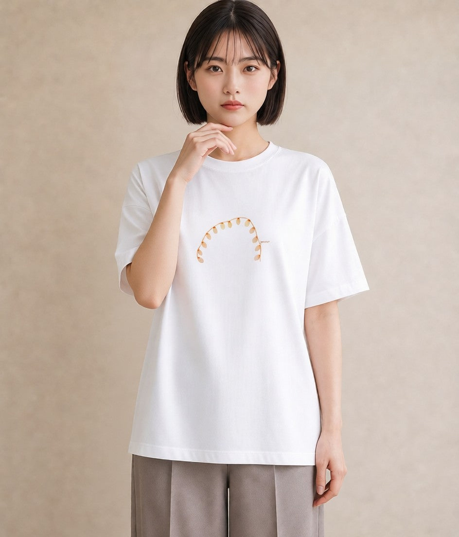 半袖Tシャツ レディース 風鈴 ガラス 夏 ナチュラル アンティーク イラスト ミニマル 買い物 夏コーデ 白T YMAZO