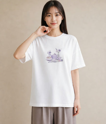デザインTシャツ レディース 紅茶 食べ物 フード イラスト 手描き風 母娘コーデ 自分用 白T YMAZO