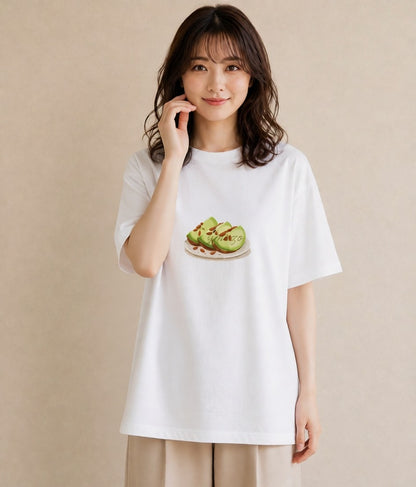 Tシャツ レディース アボカド 食べ物 フード イラスト カフェ巡り 女子会 白T YMAZO