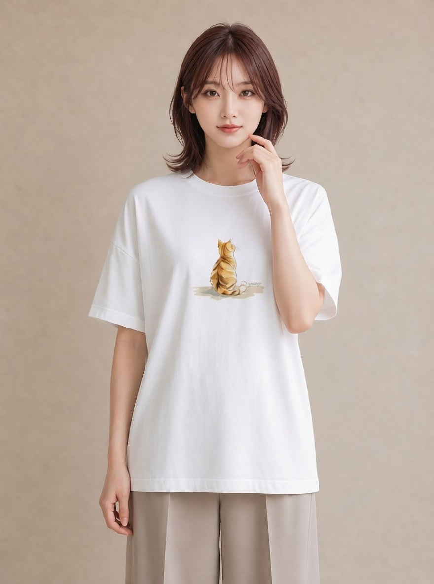 プリントTシャツ レディース 子猫 猫 ねこ イラスト カフェコーデ 友達ギフト 部屋着 白T YMAZO
