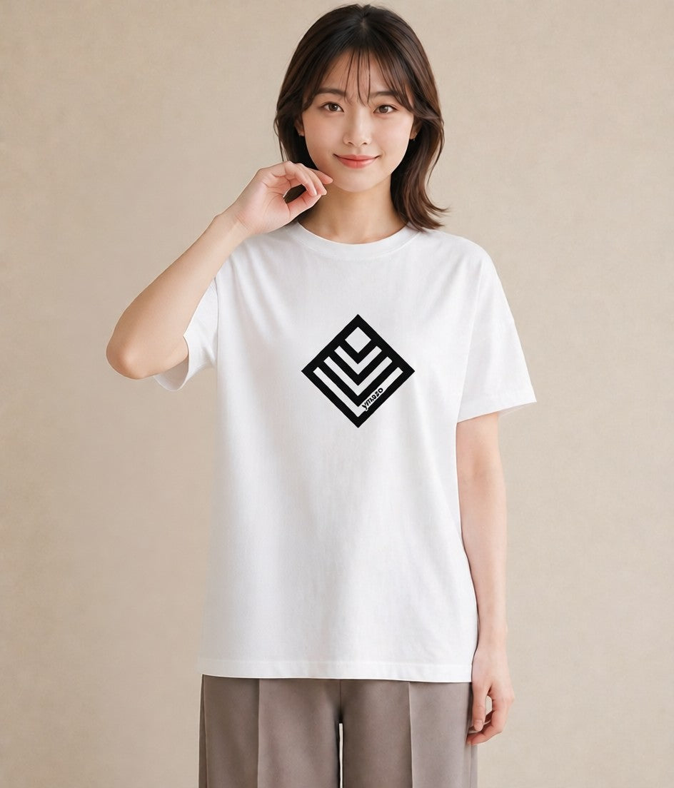 半袖Tシャツ レディース 手鏡 アンティーク レトロ ナチュラル イラスト 休日コーデ 送別ギフト 通勤 白T YMAZO