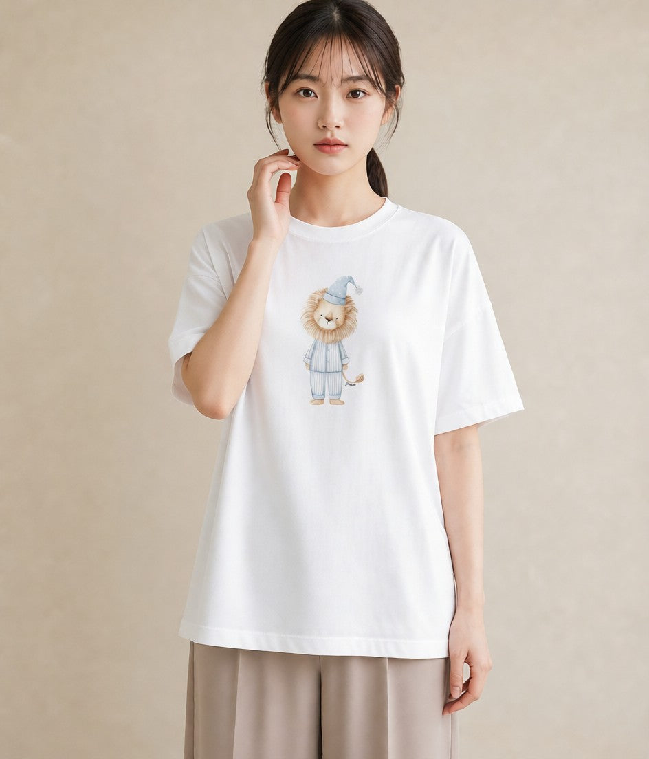 Tシャツ レディース ライオン 動物 アニマル イラスト こなれ感 デート 帰省 白T YMAZO