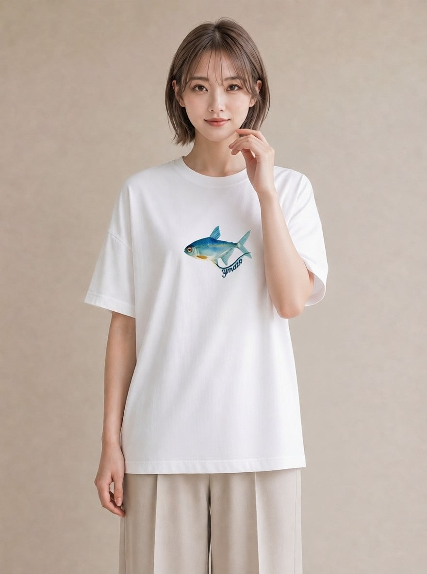 プリントTシャツ レディース 金魚 ペット 動物 イラスト ポップ 旅行用 海 白T YMAZO