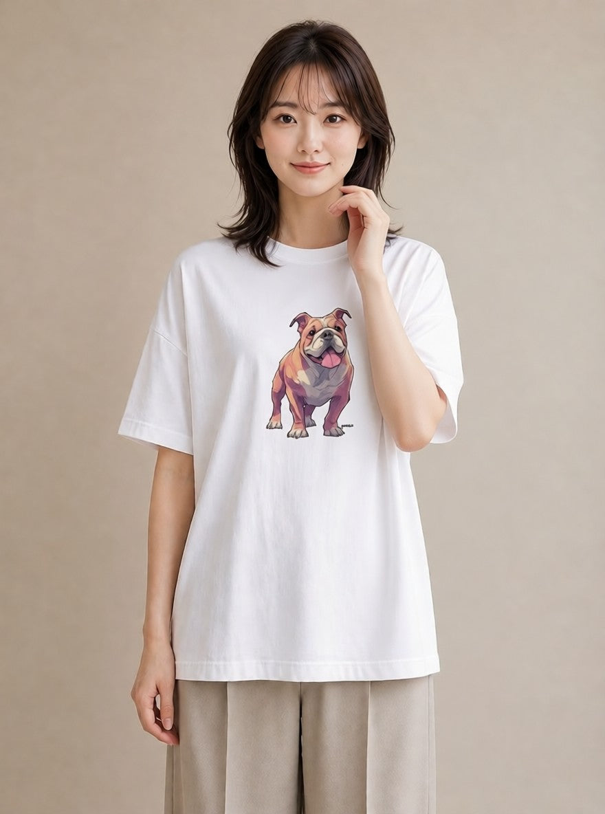半袖Tシャツ レディース 老犬 犬 いぬ イラスト 母の日 ビーチ 白T YMAZO