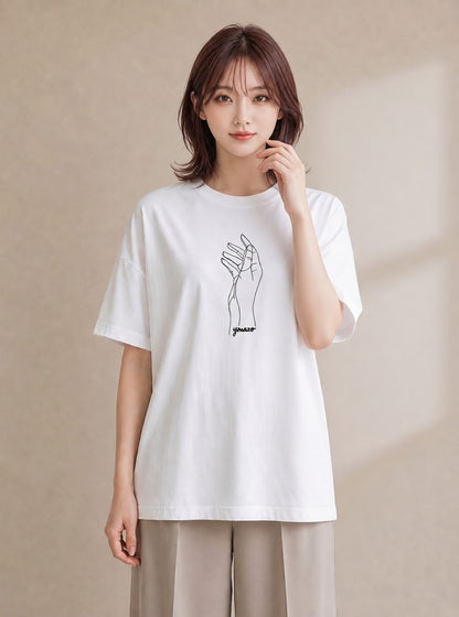 デザインTシャツ レディース 手鏡 アンティーク レトロ ナチュラル イラスト 上品 クリスマス 旅行 白T YMAZO