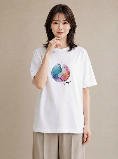 グラフィックTシャツ レディース 牡牛座 星空 宇宙 イラスト カフェコーデ ルームウェア ギフト 白T YMAZO