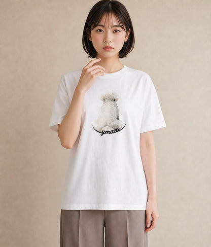 Tシャツ レディース トイプードル プードル 犬 いぬ イラスト シンプル 公園 ママ 白T YMAZO