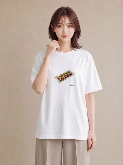 グラフィックTシャツ レディース お寿司 食べ物 フード イラスト ミセス 春コーデ 白T YMAZO