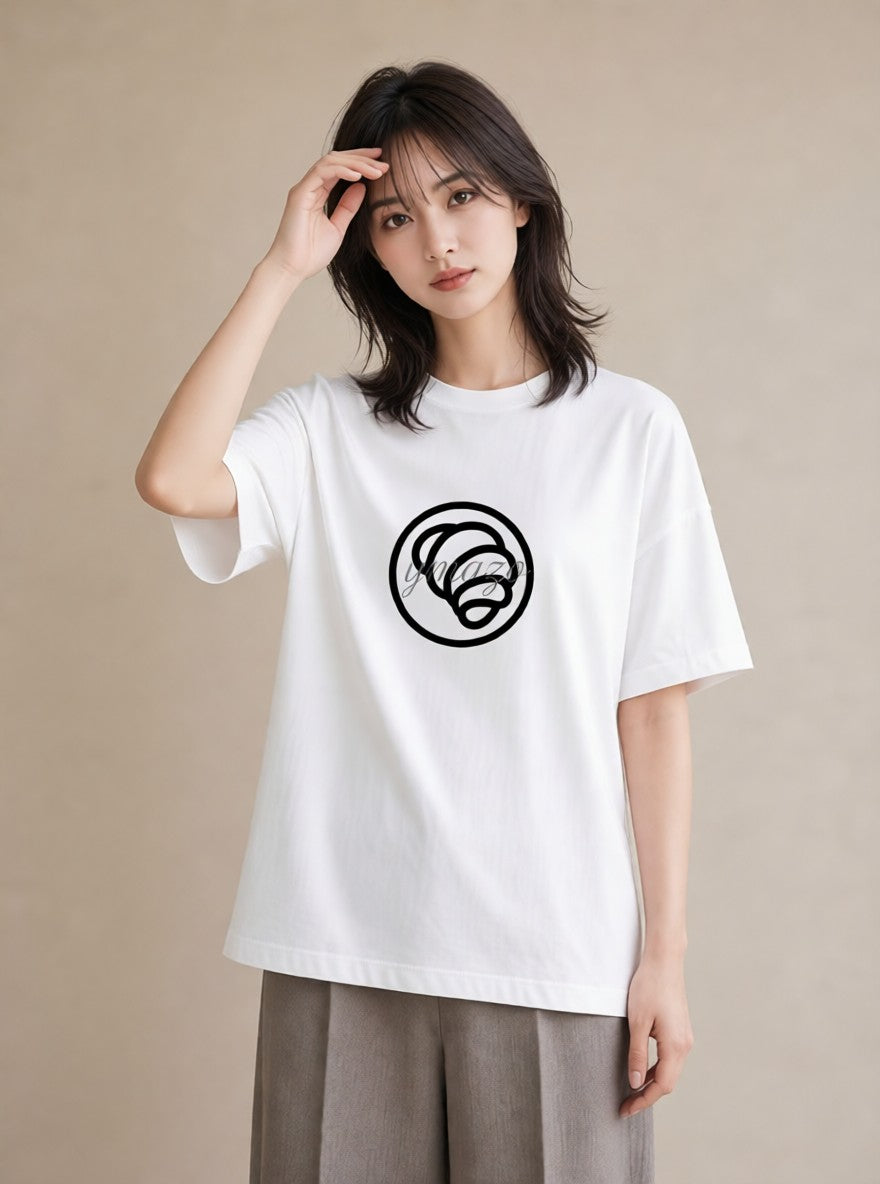 Tシャツ レディース パン ベーカリー イラスト 韓国風 部屋着 女性向けギフト 白T YMAZO