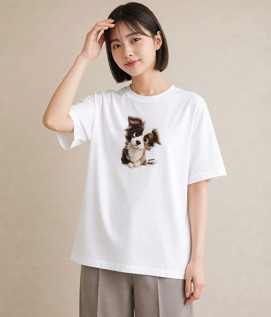 Tシャツ レディース わんちゃん 犬 いぬ イラスト シンプル 女性 旅行用 白T YMAZO