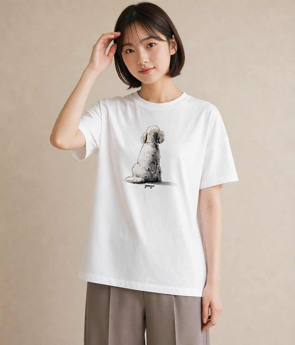 Tシャツ レディース 愛犬 犬 いぬ イラスト 水彩風 自分用 ルームウェア 白T YMAZO