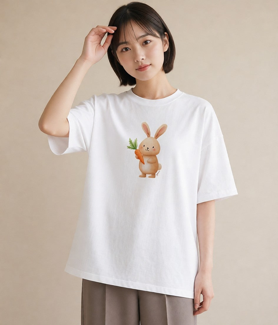 Tシャツ レディース うさちゃん ペット 動物 イラスト おしゃれギフト 社会人 白T YMAZO