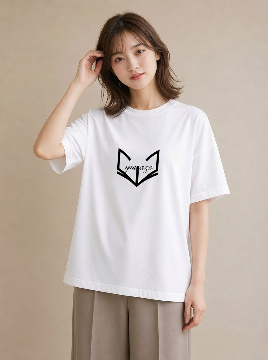 半袖Tシャツ レディース 本 読書 ブック イラスト カフェ巡り 女子会 白T YMAZO