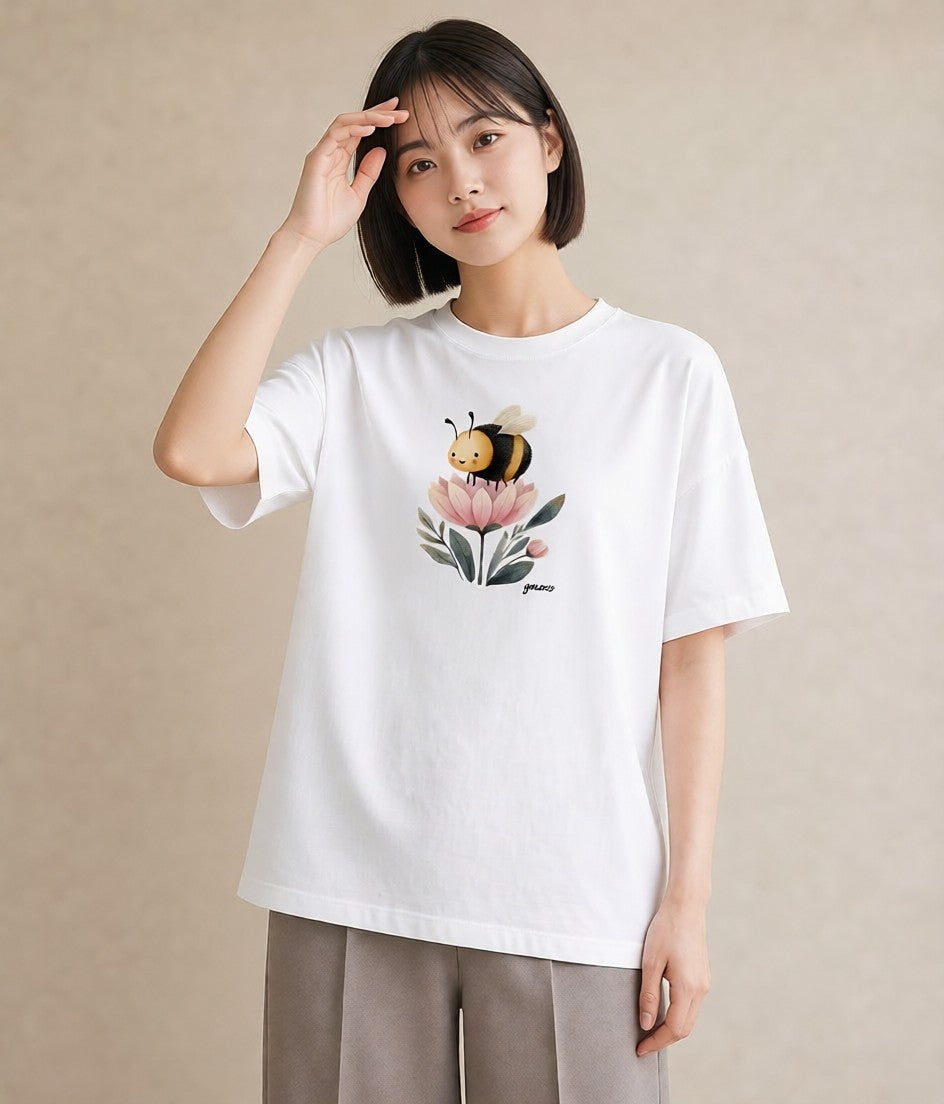 プリントTシャツ レディース ハニー 食べ物 フード イラスト 北欧風 秋コーデ おしゃれギフト 白T YMAZO