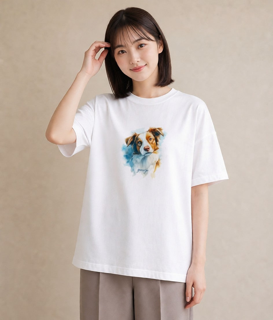 Tシャツ レディース ミックス犬 犬 いぬ イラスト 淡色 20代 カジュアルコーデ 白T YMAZO