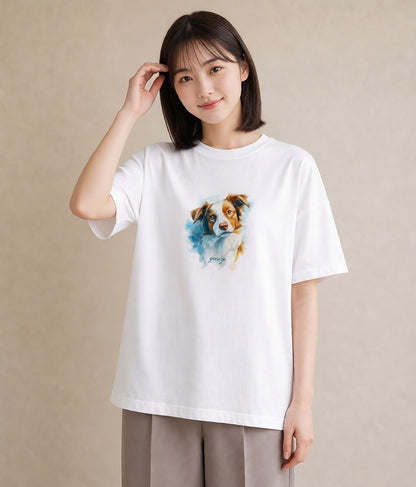 Tシャツ レディース ミックス犬 犬 いぬ イラスト 淡色 20代 カジュアルコーデ 白T YMAZO