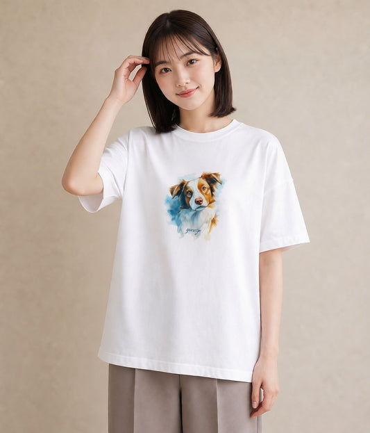 Tシャツ レディース ミックス犬 犬 いぬ イラスト 淡色 20代 カジュアルコーデ 白T YMAZO