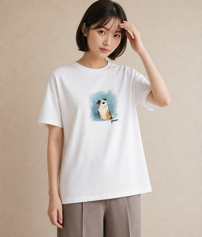 Tシャツ レディース わんこ 犬 いぬ イラスト 旅行コーデ 部屋着 女性向けギフト 白T YMAZO