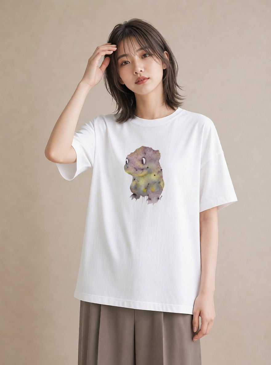Tシャツ レディース ウーパールーパー ペット 動物 イラスト きれいめカジュアル カフェ服 クリスマス 白T YMAZO